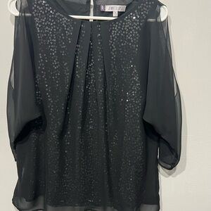Jennifer Lopez Sheer Black Sequin Blouse